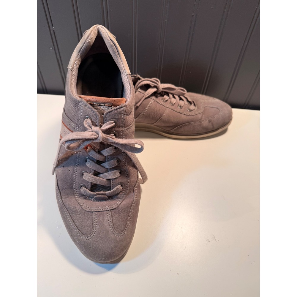 ECCO Mens Soft 7 Leather Suede Sneakers Taupe EU 44 Made in Portugal